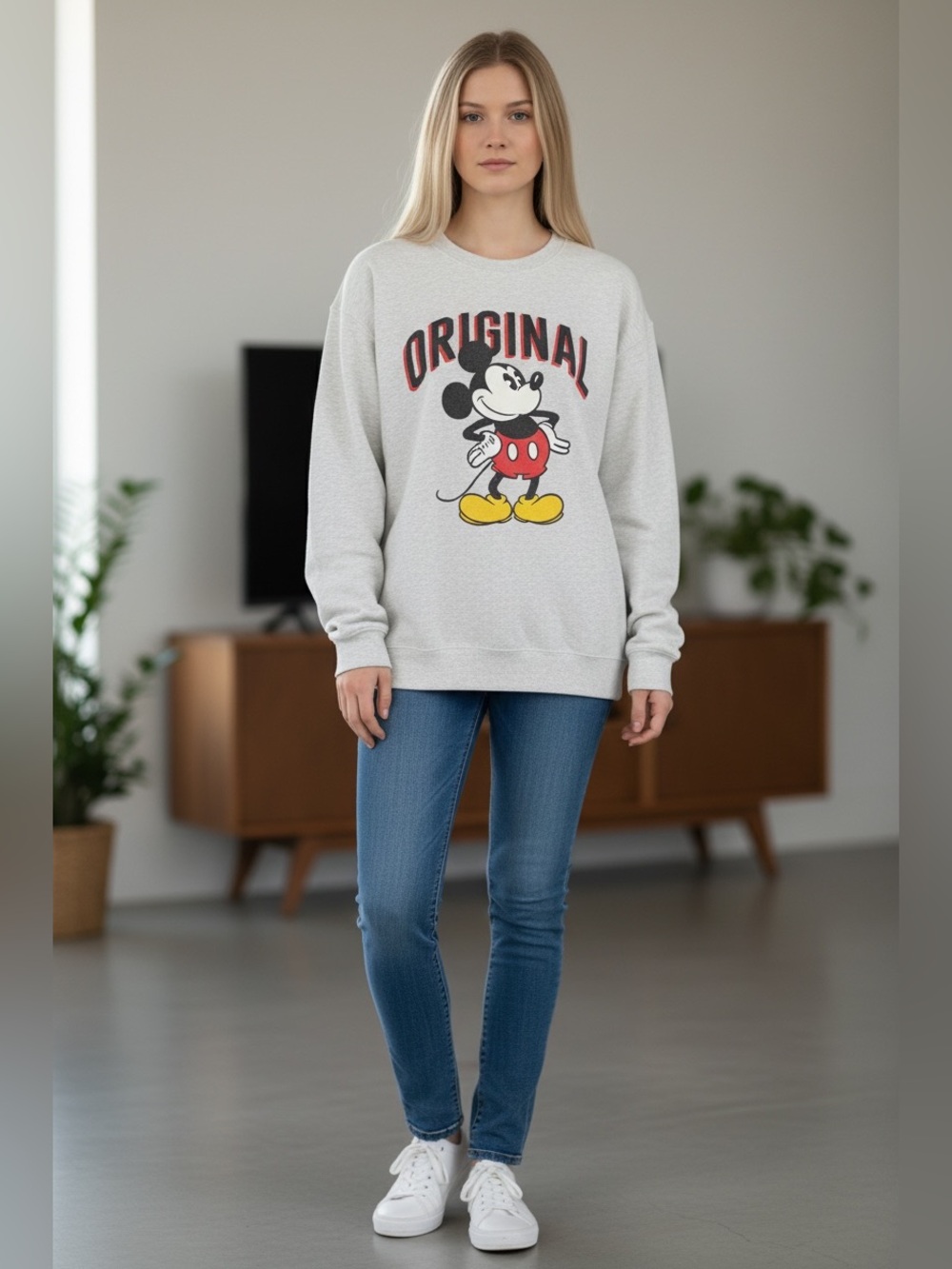 Disney Mickey Mouse Sweater Gray Sz 1X